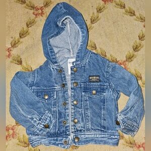 Vibtage OshKosh B'gosh Kids Blue Denim Jacket with Hood Sz 3t